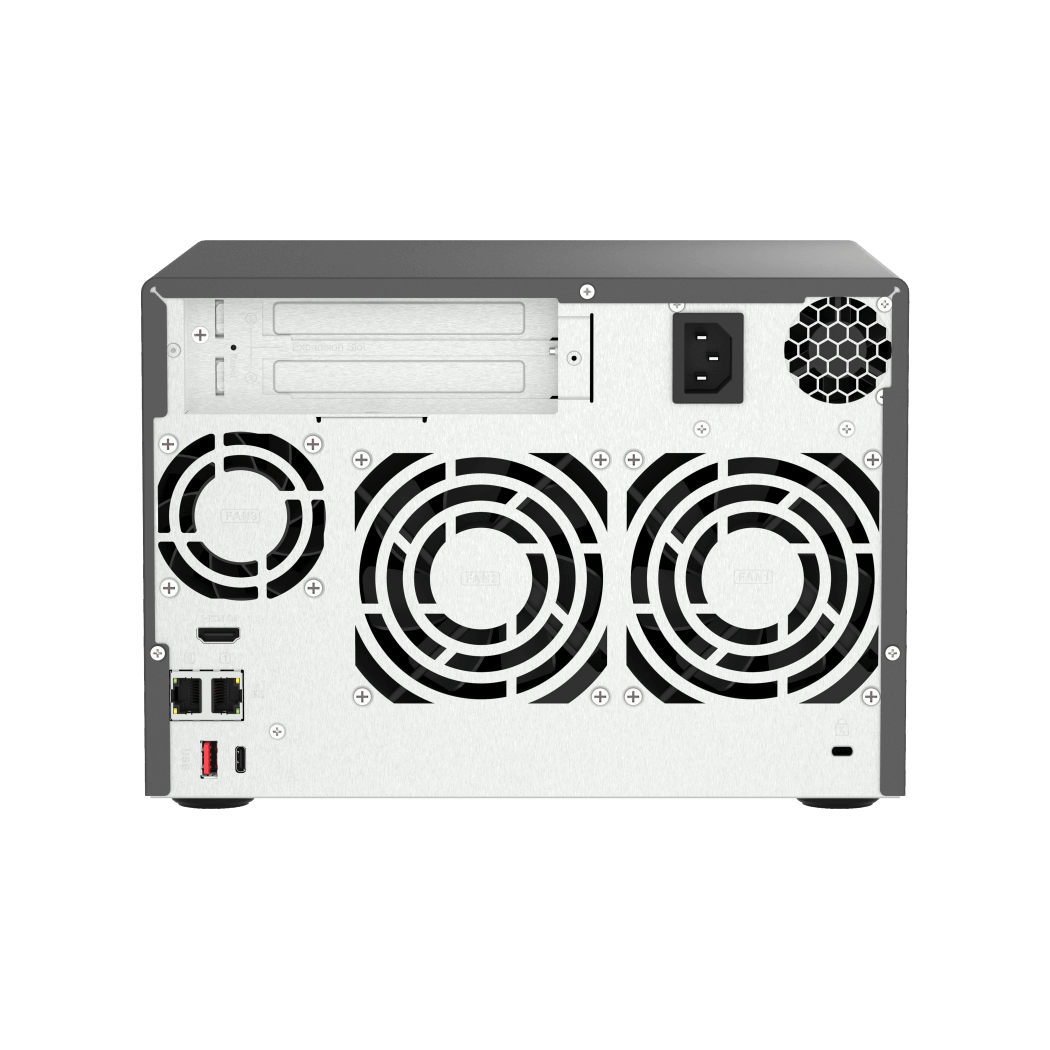 QNAP TVS-h674-i3-16G NAS Back View (I/O ports)