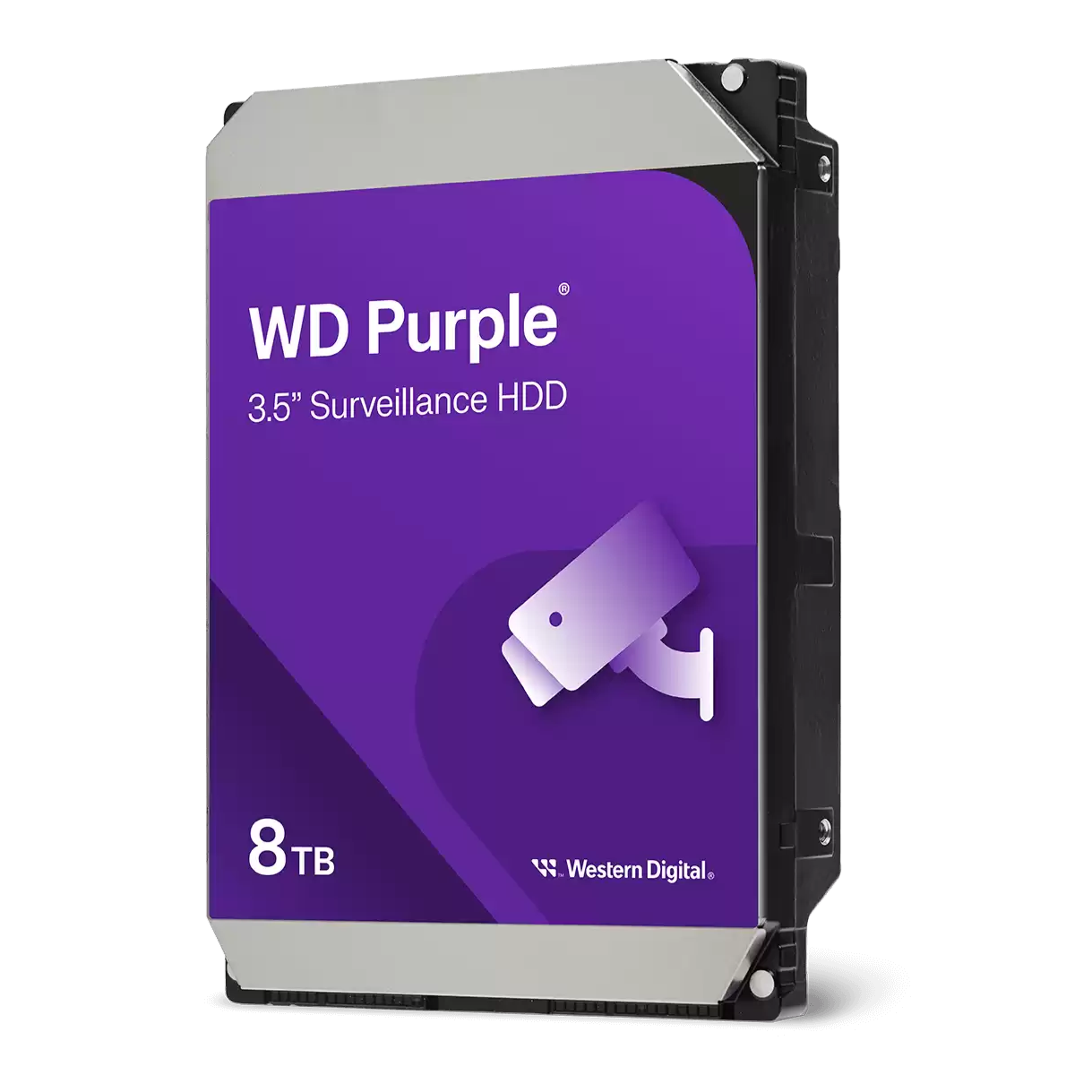 WD Purple Series WD82PURX Hard Drive Angled Front View