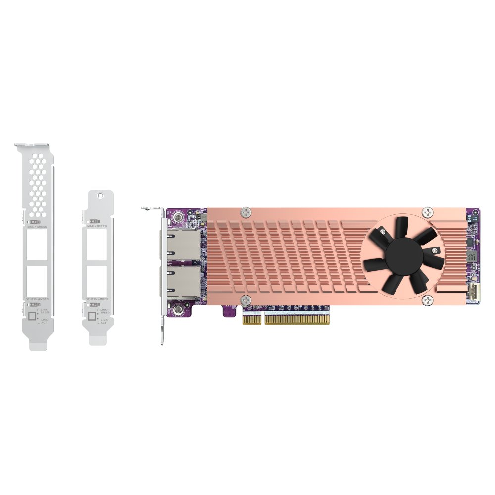 QNAP QM2-2P410G2T Expansion Card Back View (I/O ports)