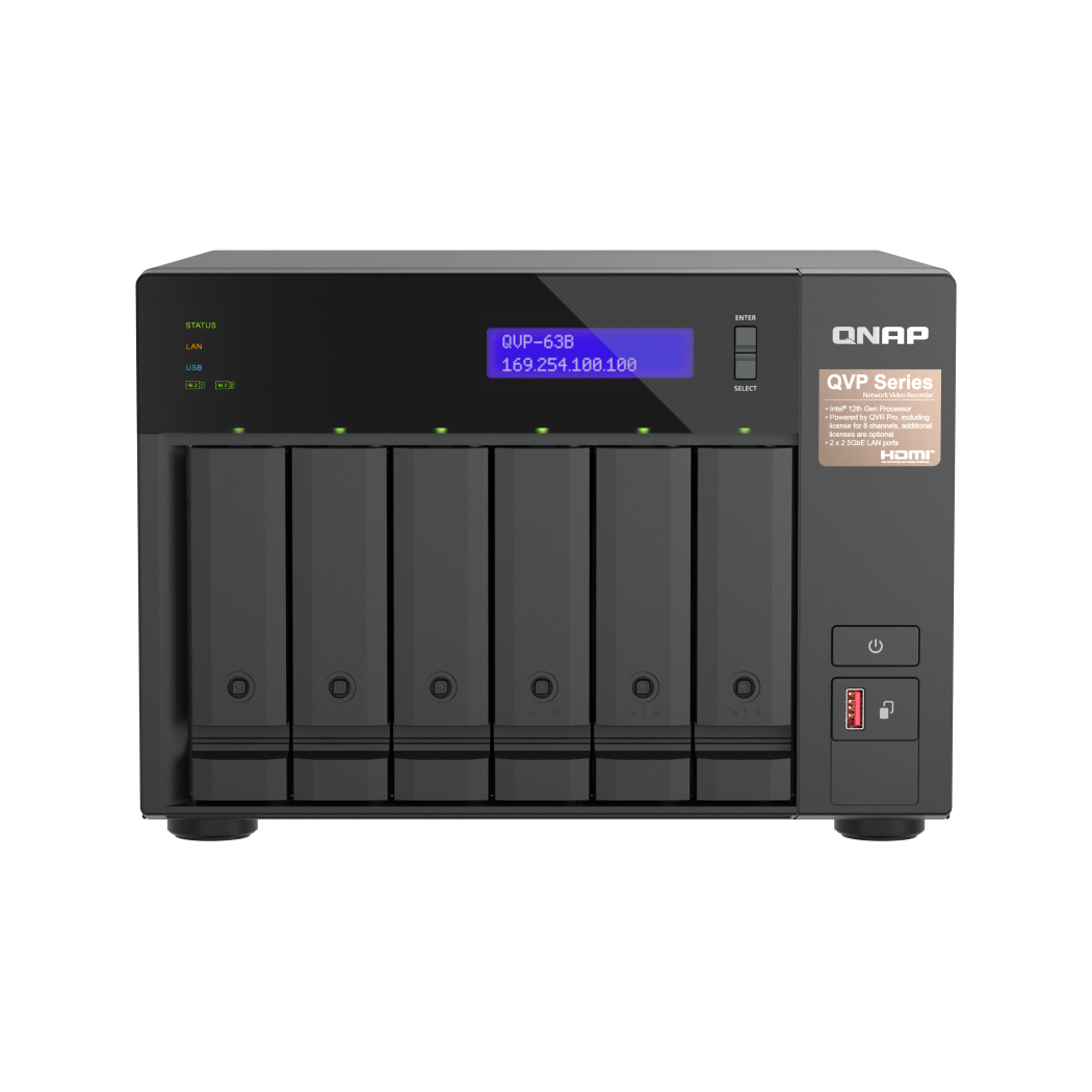 QNAP QVP-63B NVR for Surveillance Side View 3