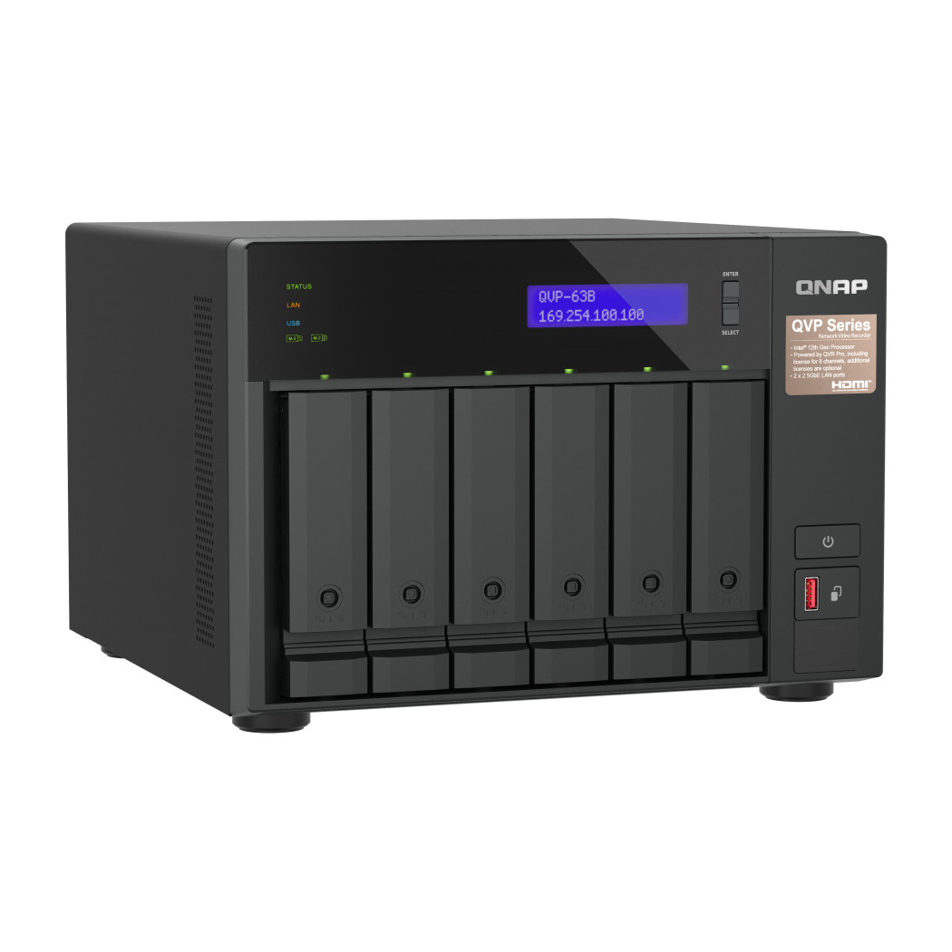 QNAP QVP-63B NVR for Surveillance Side View 4