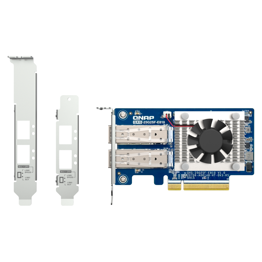 QNAP QXG-25G2SF-E810 Expansion Card Back View (I/O ports)