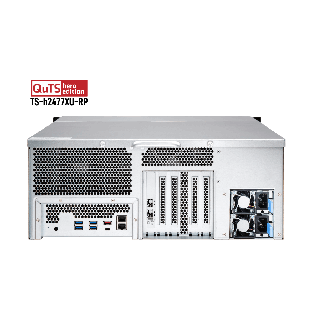 QNAP TS-h2477XU-RP-3700X-32G NAS Back View (I/O ports)