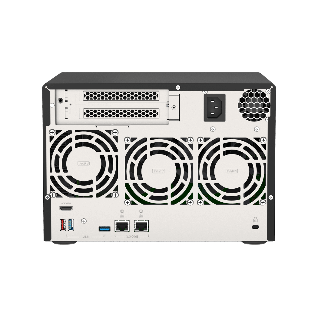 QNAP TVS-675-8G NAS Back View (I/O ports)